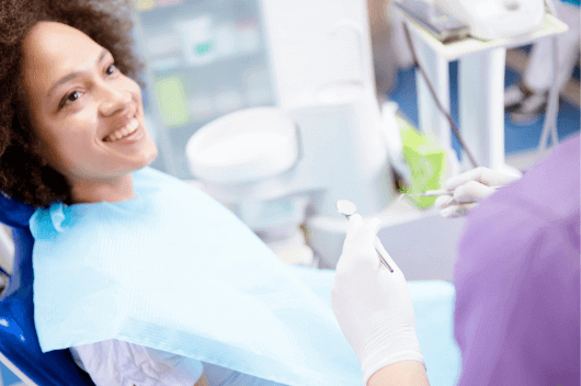 Woman in a dentist chair